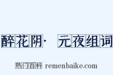 醉花阴·元夜组词是什么意思的图片